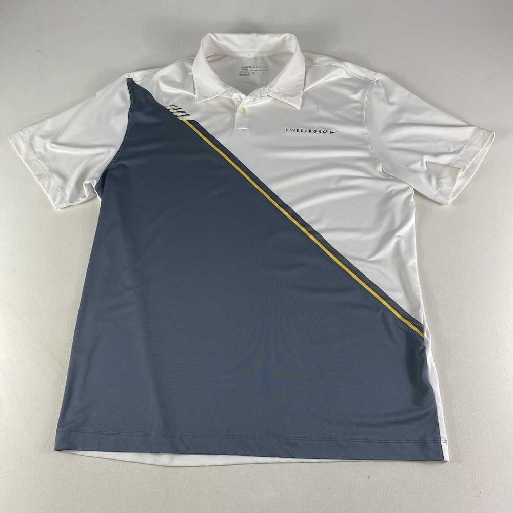 Nike Livestrong Polo Mens Large Shirt Performance Stretch Short Sleeve Dri Fit